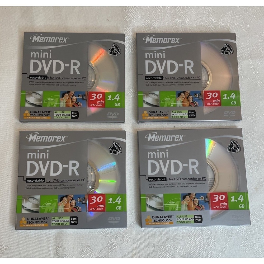 Memorex Mini DVD-R for DVD Camcorders 30min/1.4GB 4 Pack NEW